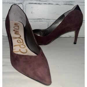 SAM EDELMAN WomenS Sz 6.5 Burgundy Suede Pointed‎ Toe Stiletto High Heels